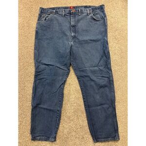 Wrangler Jeans Mens 48X34 Blue Relaxed Fit Blue Dark Wash Denim Workwear